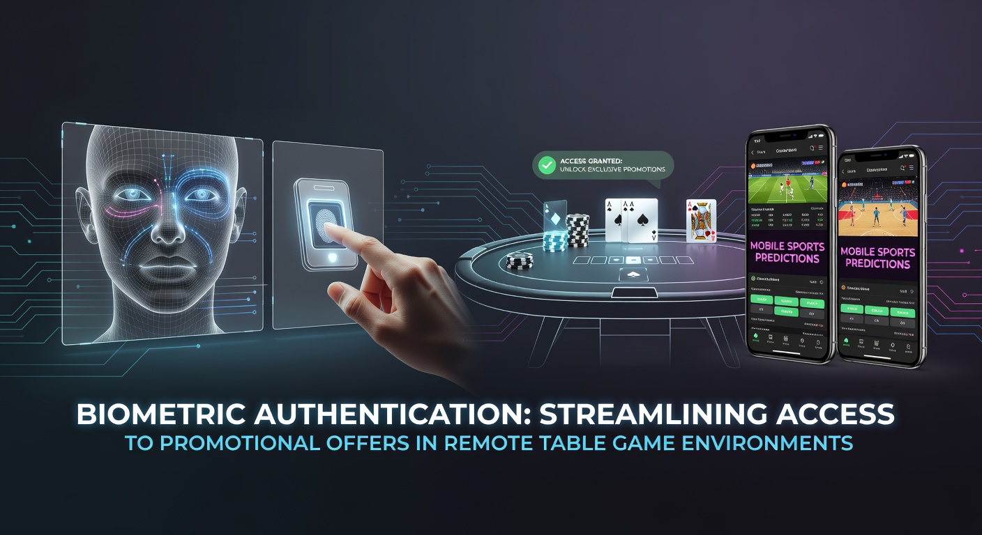 Biometric authentication interface on a mobile device showing facial recognition for accessing table game promotions