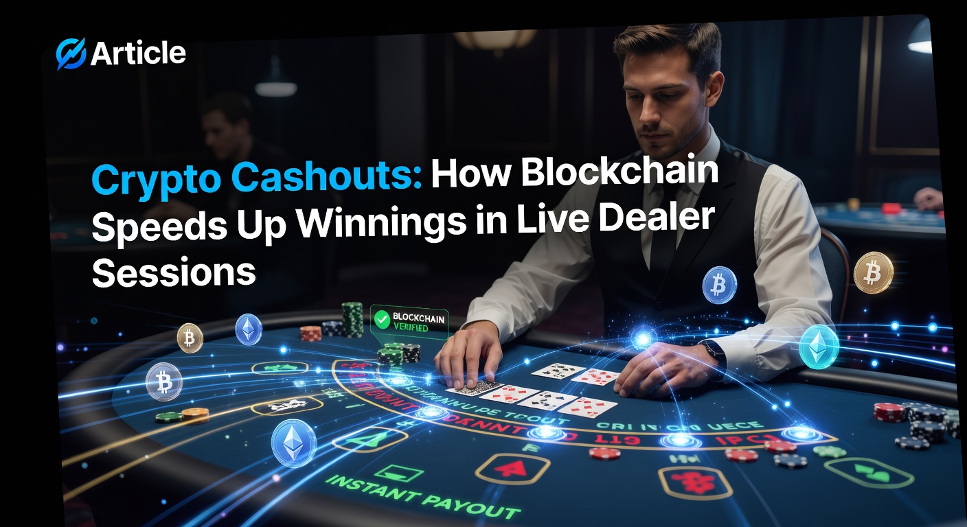 Digital blockchain network illustrating fast crypto transactions in a casino setting with live dealer elements like cards and roulette wheels glowing in neon lights