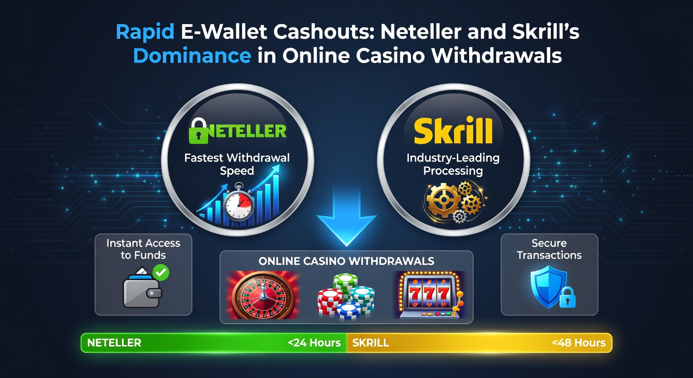 Bar graph comparing withdrawal times for Neteller, Skrill, bank transfers, and crypto in online casinos, emphasizing e-wallets' lead in speed