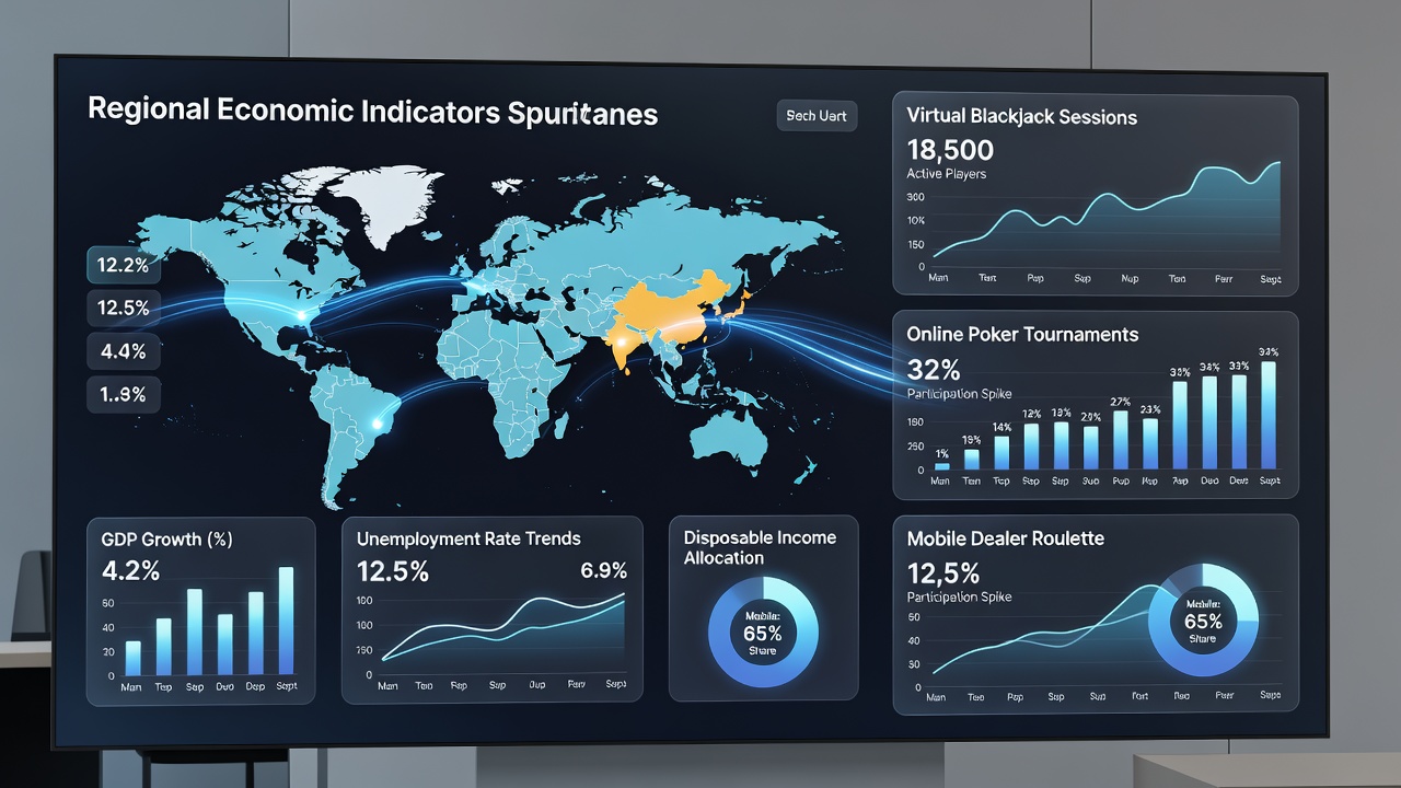 Bar graphs comparing unemployment rates to prediction market activity and virtual dealer sessions in selected regions for 2025-2026