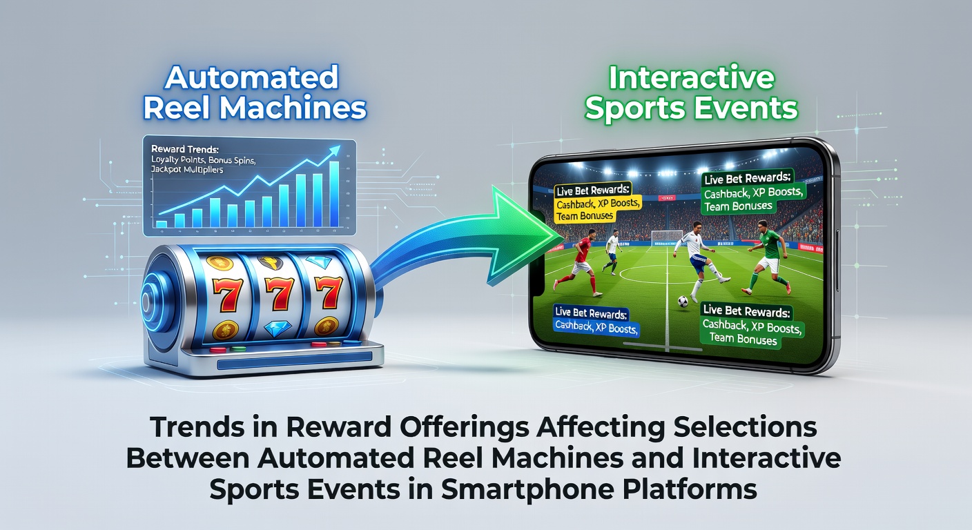 Smartphone screen displaying automated reel machines alongside sports event betting options with reward notifications visible