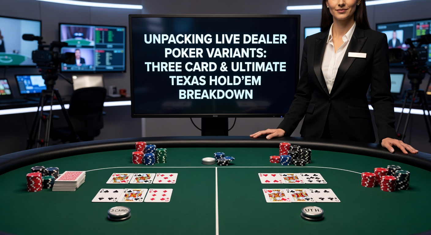 Ultimate Texas Hold'em live dealer game in progress, showing community cards and player betting options on a digital interface