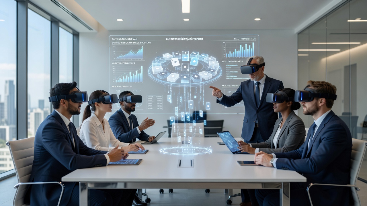 Player engaged in VR blackjack strategy session using portable headset and handheld controller